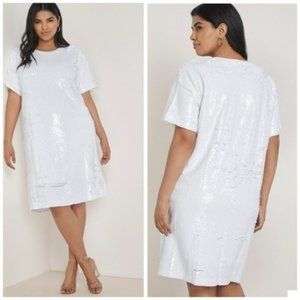 Eloquii White Sequin Dress - Tshirt Shaped - NWT